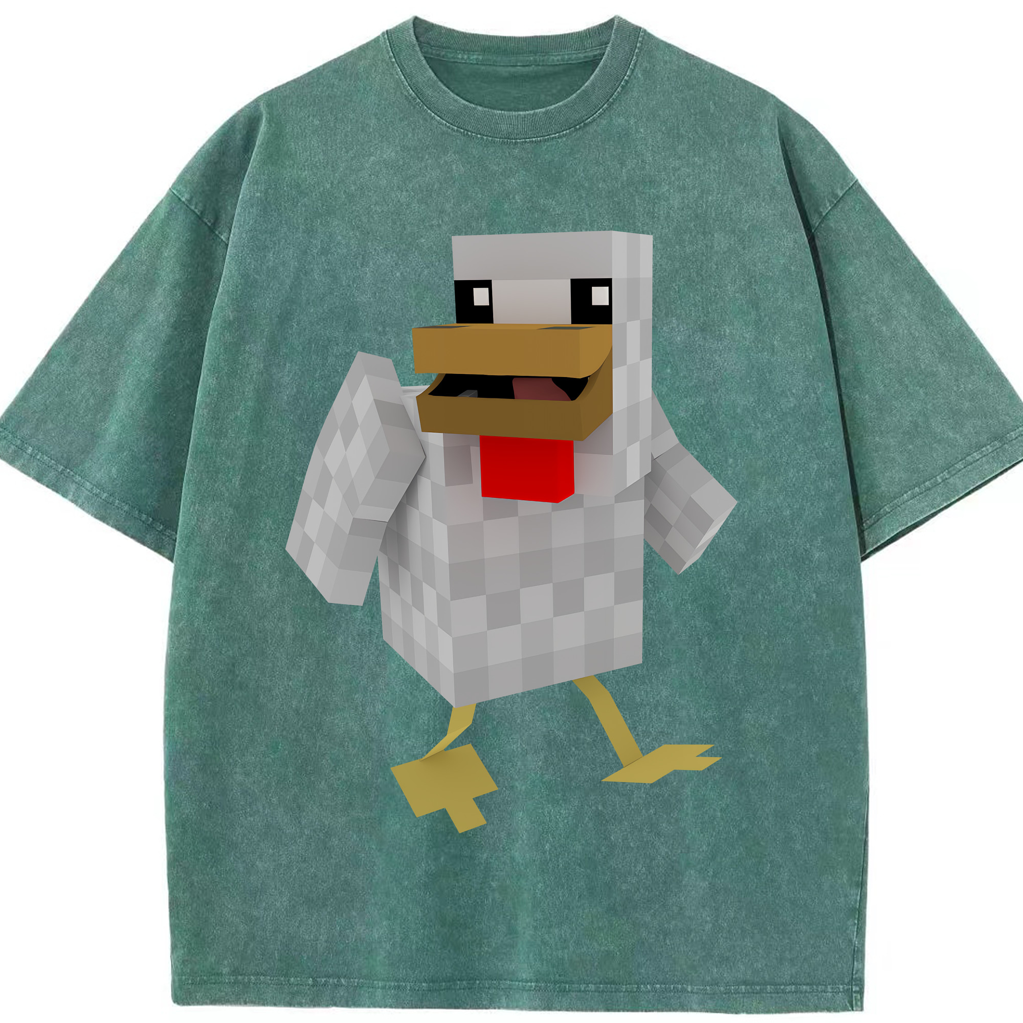 （画像用） マインクラフト ブロックの世界 Minecraft MC Block world 綿100% ヴィンテージ風 半袖Tシャツ（フロントプリント）